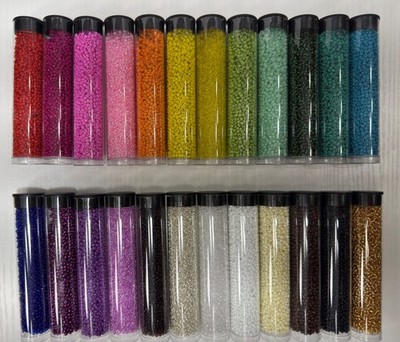 Bead Landing Multicolor Glass Seed Beads Set 24 Tubes & Stand 840g , 2-2.4mm NEW