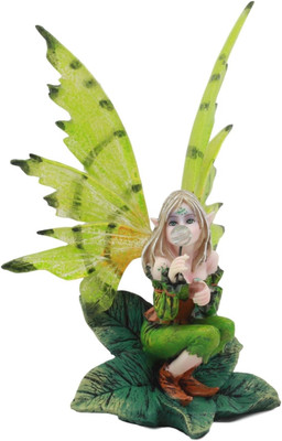 Ebros Mythical Goddess Green Earth Pixie Dust Fairy Blowing Crystal Bubble Statu
