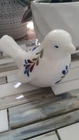 FENTON Vintage White Milk Glass Bird Handpainted & Signed by Artist K. Brightbil