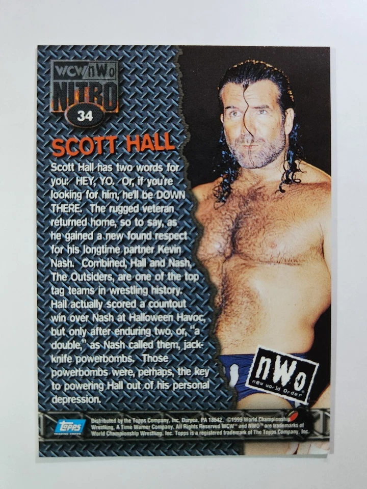1999 Topps WCW/NWO Nitro Wrestling 〜 #34 "RAZOR RAMON" SCOTT HALL - Image 2 of 2
