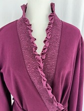 Vintage 70's JC Penney Misses Robe Sz L Berry/Plum Soft Pockets Tie Belt Womens