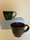Caribou Coffee Handmade Coffee Mugs Green And Brown  — photo 1