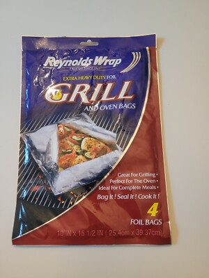 Reynolds Wrap Extra Heavy Duty Foil Grill and Oven Bags 4 in pack Sealed NOS