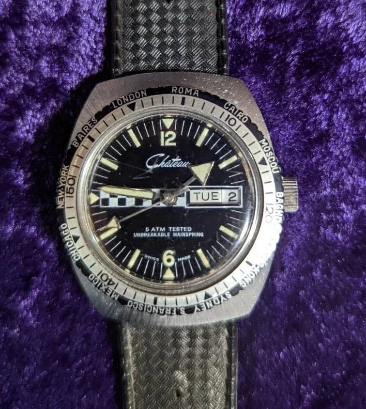 SOLD c1976 Chateau direct read or jump hour watch - Birth Year Watches