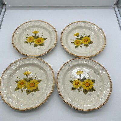 Vintage 1970s Mikasa Sunny Side Salad Dessert Plates Set Of 4 Japan CUTE!!!