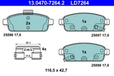 ATE 13.0470-7264.2 brake pad set, disc brake rear axle for Chevrolet Opel