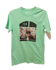 Dutch Bros Coffee T-Shirt Size Medium Mint Green Short Sleeve Peace Graphic Tee