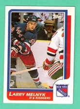 (1) LARRY MELNYK  1986-87 TOPPS # 95 RANGERS ROOKIE NM+  CARD  (F9488)