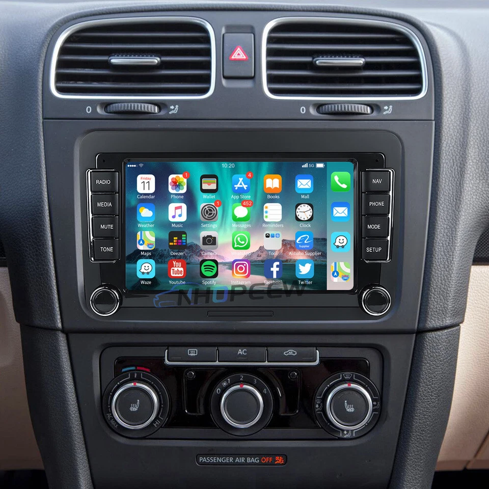 NHOPEEW Radio de coche 7" Android 15 GPS Navi DAB+ para 2 DIN VW GOLF 5 6 Passat Touran Tiguan