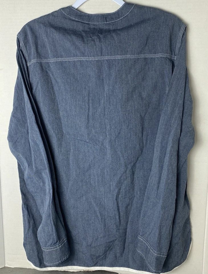 Camisa Stussy Pop Over Henley Azul Botón Algodón Bolsillo Para Hombre Talla Mediana ¡NUEVA CON ETIQUETAS! Foto 2 de 4