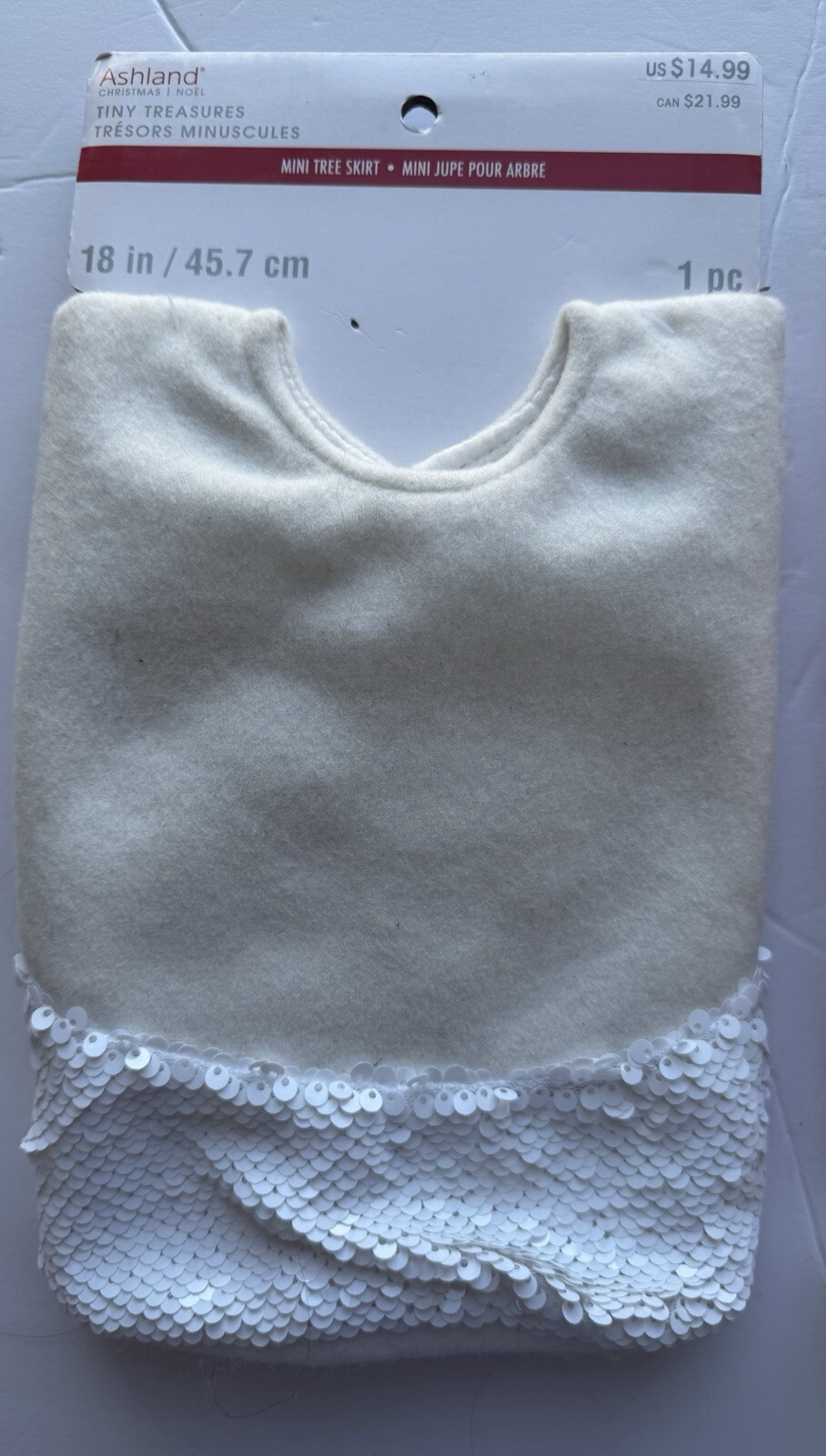 Ashland Christmas Tiny Treasures Christmas Tree Skirt White w/ Sequin