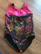 Girls Leotard Mermaid Scale Bow Size 4A