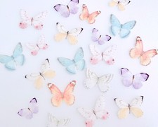 Paquete de 106 piezas, 2-2,5 cm comestibles precortados oblea mariposa - pastel oblea mariposa