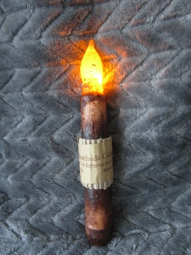 6" Burnt MUSTARD Taper Candle Flameless Flickering LED Battery Powered Wax