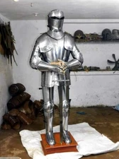 Silver Medieval Knight Wearable Suit Of Armor Crusader Combat Full Body Armor