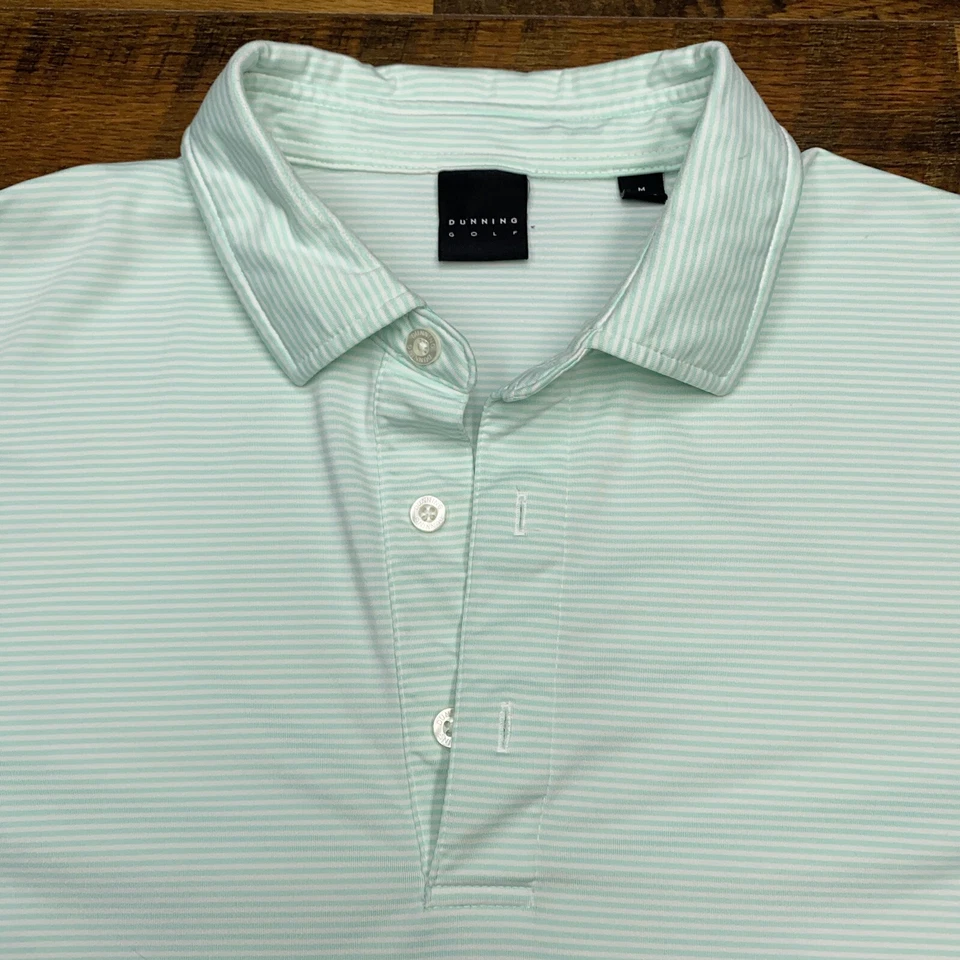 Camisa polo de golf Dunning adulto mediana a rayas verdes para hombre Foto 3 de 4