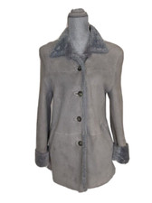 The Lamb Leather Company Of Spain Gray/blue Shearling Lamb Coat, S (42), Nwt