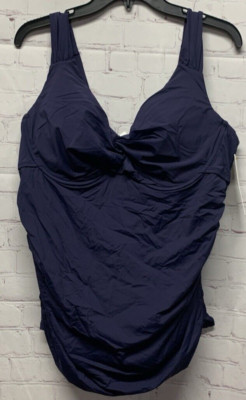 Anne Cole 18W Plus Size Twist-Front Tankini Underwire New Navy New