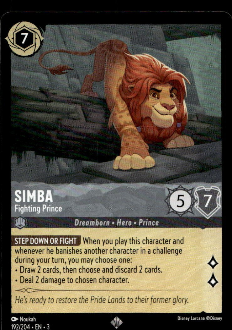 Disney Lorcana Into the Inklands Simba - Fighting Prince 192/204 NM X1