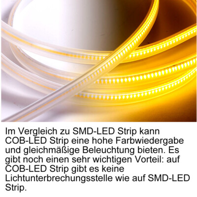230V COB LED Streifen Stripe Lichtband Lichtschlauch Kette Wasserdicht 240LEDs/M