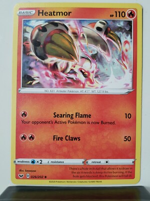 Heatmor 026/202 NM - B1G1F - Sword Shield Pokemon Card - kawayoo Art