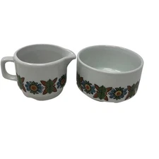 Vintage Figgjo Norway Porcelain Creamer and Sugar Bowl #3593 Mid Century Modern