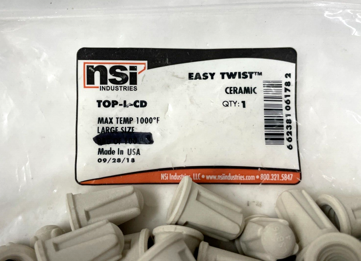 NSI INDUSTRIES EASY TWIST CERAMIC WIRE CONNECTOR TOP-L-CD ** LOT