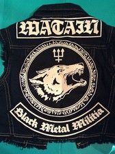 Watain Black Metal Militia Girls' Denim Cut-off Patch Waistcoat Vest Sizes 8-18