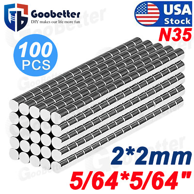 100Pcs 2*2mm Magnet Disc Rare Earth Round Neodymium Tiny Small Super Strong N35