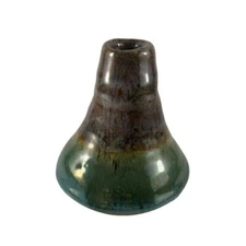 Incense Burner Holder Small Bud Vase Earthenware Green Boho Studio Art Pottery