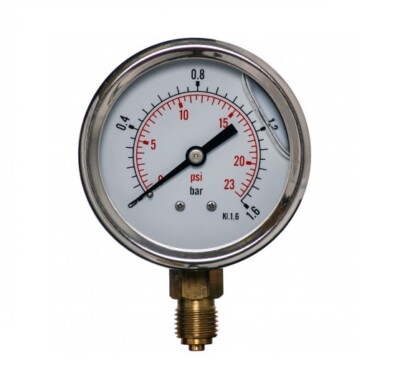 63mm 0-23 Psi 0-1.6 Bar 1/4''Glyzerin Manometer Druckluftmesser Messgerät