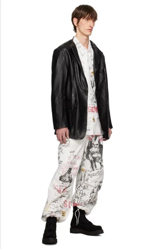 $2995 New R13 Belt Collar Leather Jacket Small Goth Glam Rock Owens Avantgarde image 2