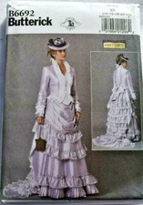 BUTTERICK PATTERN 6692 VICTORIAN COSTUME HISTORY MISSES SIZE 14 16 18 20 22UNCUT