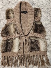 Dollhouse Outerwear Faux Fur L Vest Brown Women's Size M C44