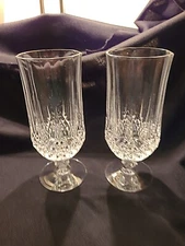 Cristal d'Arques LONGCHAMP Crystal Ice Tea Glasses Tumblers 7⅛"Tx2¾"D Set of 2