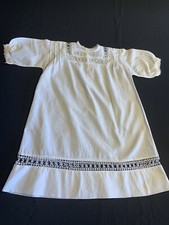 Antique Victorian Baby Doll White Dress Gown Tatting Trim Raglan Sleeves Clean