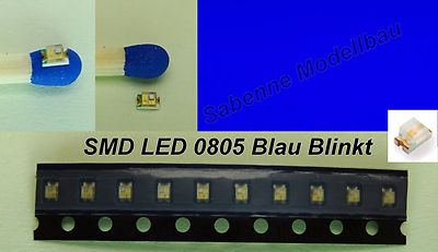 10 Stück SMD LED 0805 Blau Blinkend Flash Flashing Blaulicht Blinklicht C2853