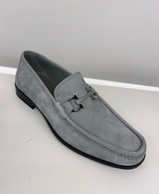 New Salvatore Ferragamo Grandioso Men Grey Loafers Shoes Slip On
