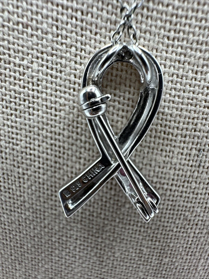 Pink Topaz & Sterling Silver Breast Cancer Awareness Necklace & Removable Brooch - Image 2 of 4