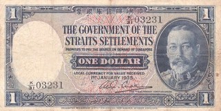 #The Government of The Straits Settlements 1 Dollar 1935 P 16 AF King George V