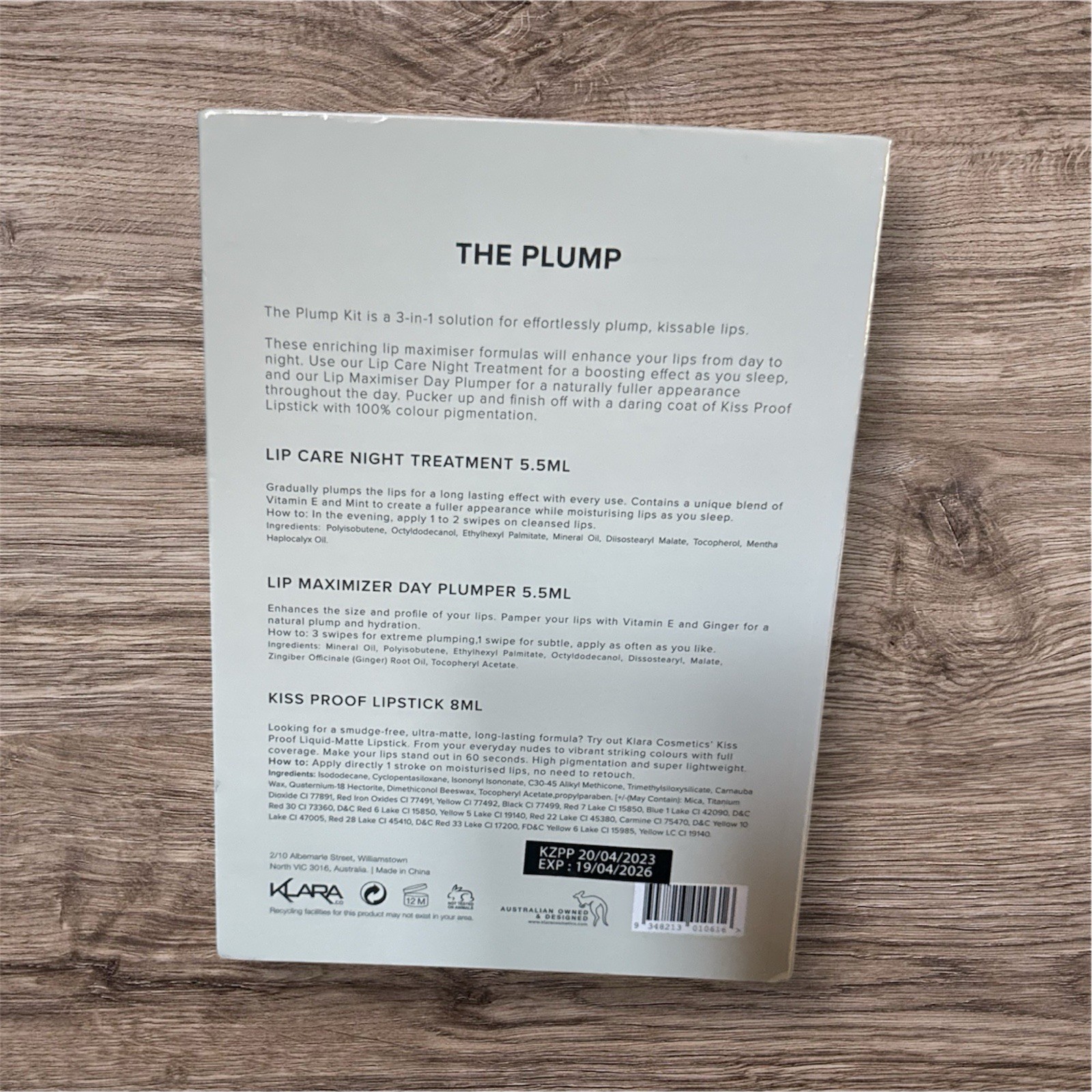 The Plump Lip Care Treatment Kit by Klara for Women - 3 Pc Kit Set