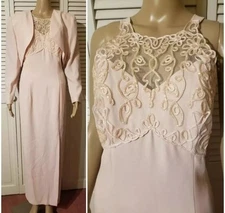 Vtg Night Studio NY Size 12 Formal Jacket Dress Set Pink Embellished Prom Party