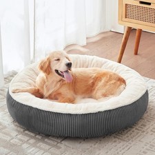 36 inches Donut Dog Bed for Large Dogs - Calming Round Pet Bed with Removable...