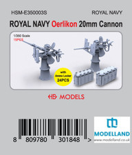 HS Model HMS Oerlikon 20mm AA Gun Set 1/350 RN 15+Ammo Lockers HSM-E350003S
