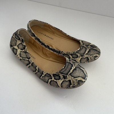 Lucky Brand Emmie Snake Print Slip On Ballets Flats Women's sz 9M