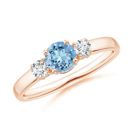Sterling Silver Aquamarine Gemstone Three-stone Throat Chakra Boho Ring
