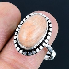 Orange Aventurine Gemstone Handmade 925 Silver Jewelry Ring Size Adjustable