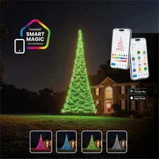 Fairybell Christmas Tree Flagpole Light - 20' - 1152 LEDs - SmartMagic - No Pole