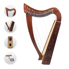 19 Strings Rosewood Harp with Free Strings, Tuning Key & Carrying bag