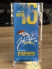 Justin Herbert Signed 2024 Commemorative Ticket Week 16 Vs Broncos